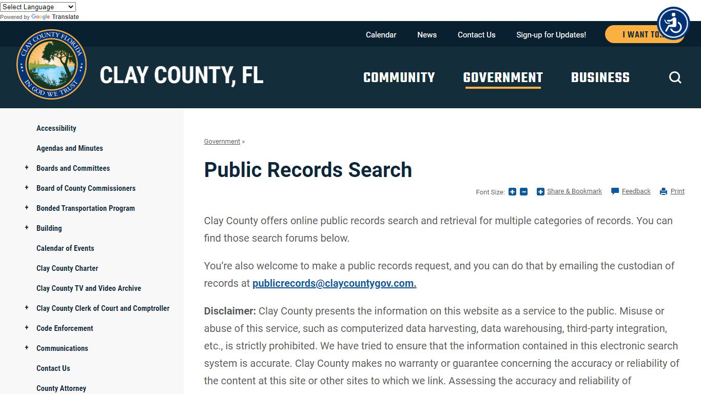 Public Records Search | Clay County, FL
