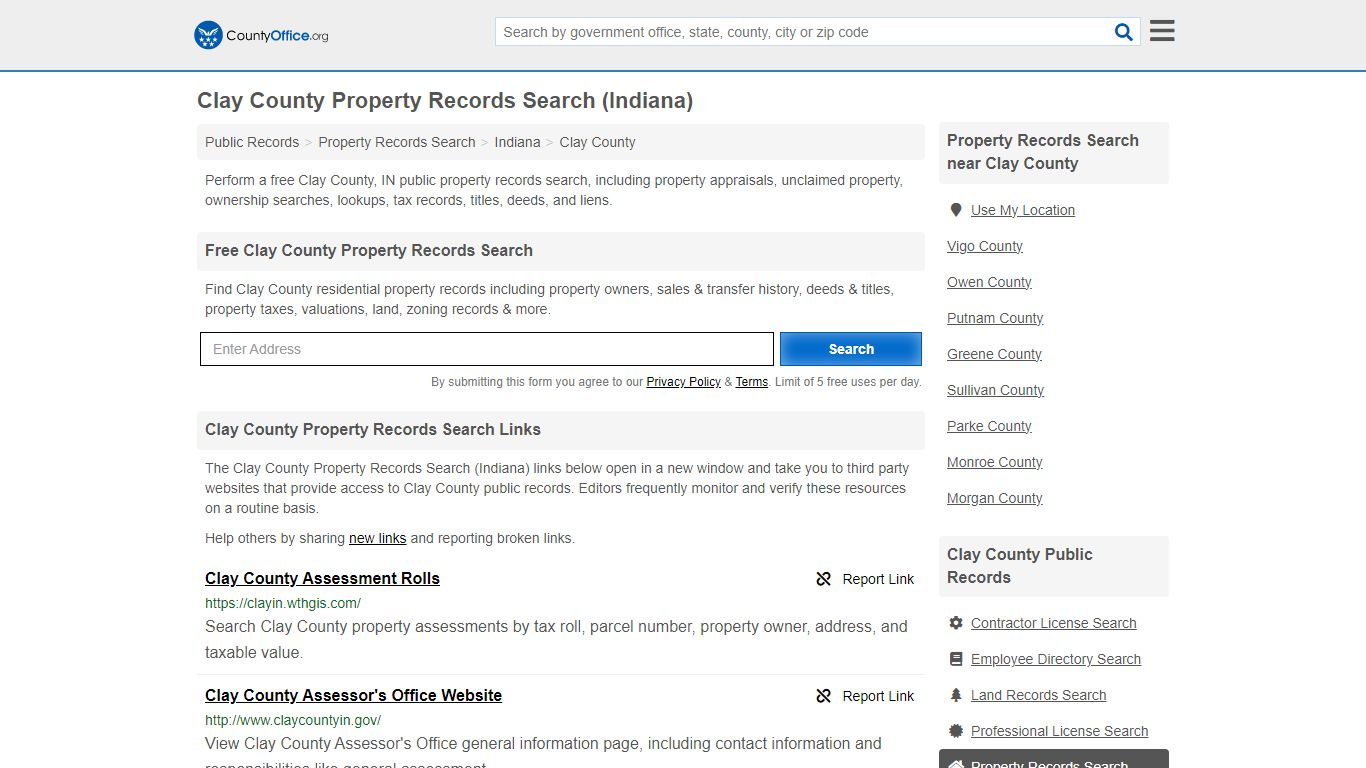 Clay County Property Records Search (Indiana) - County Office