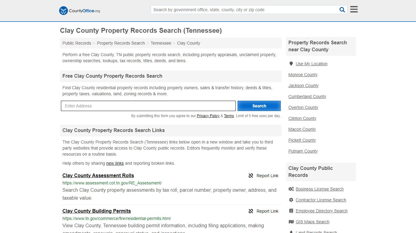 Clay County Property Records Search (Tennessee) - County Office