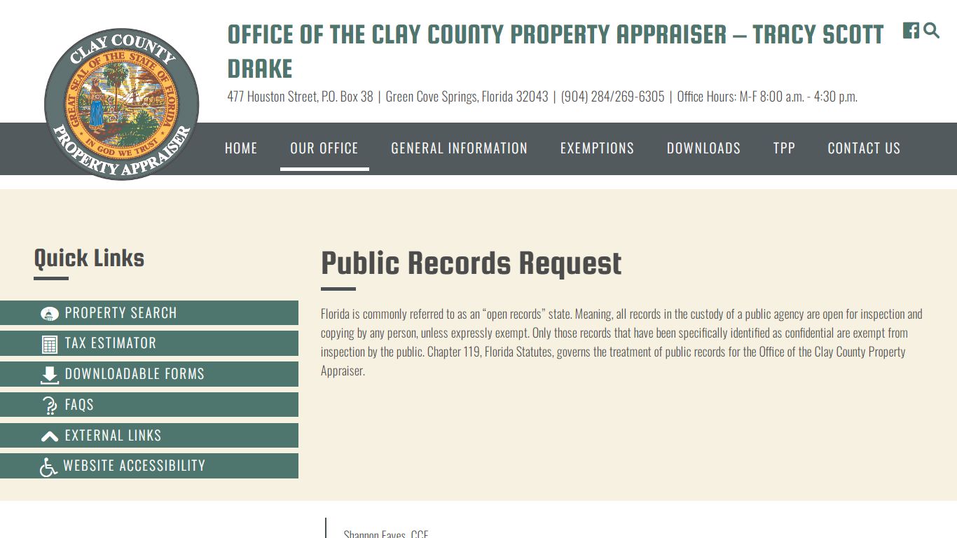 Public Records Request – Office of the Clay County Property Appraiser ...
